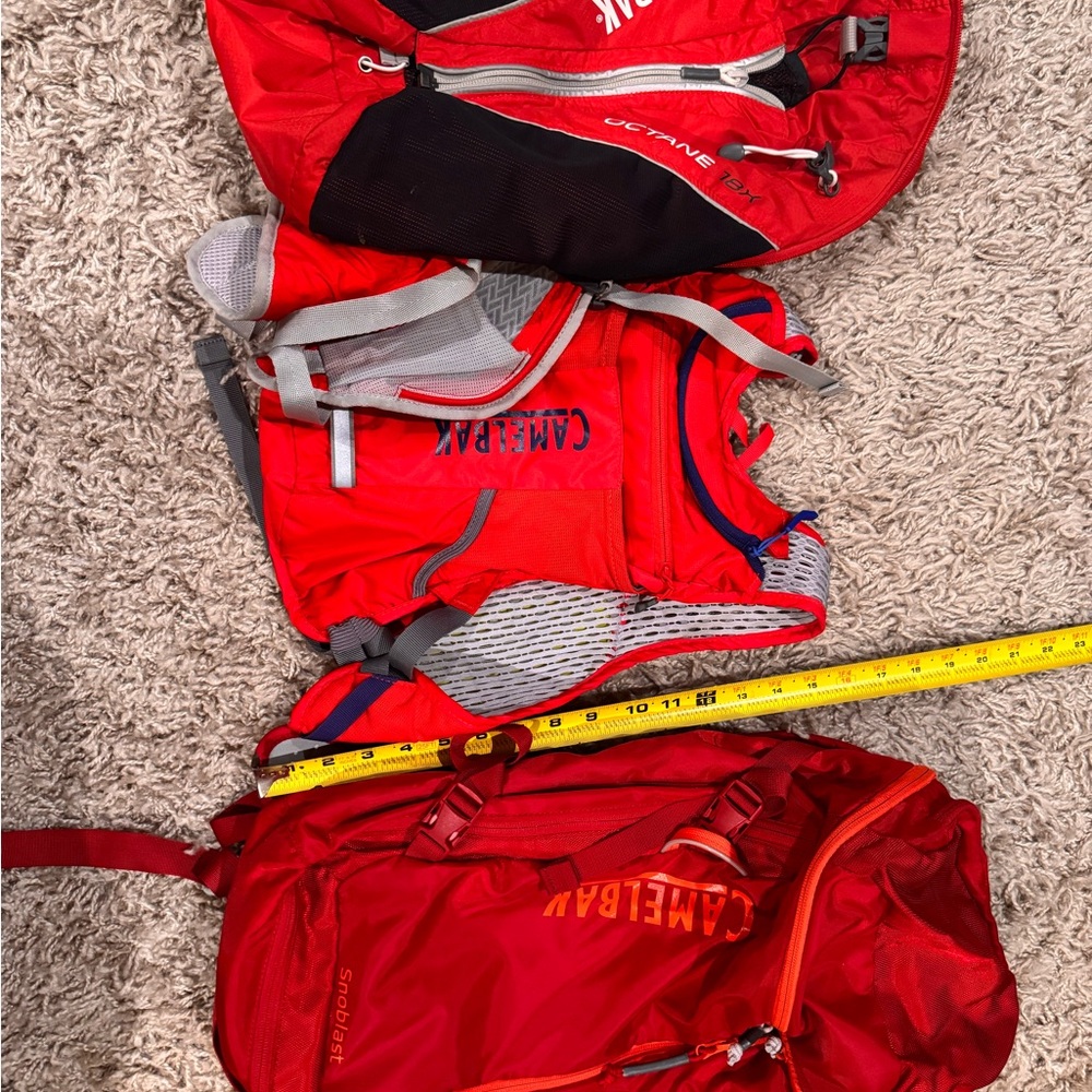 3 Camelback packs.  Various sizes.  Bladders NOT included.